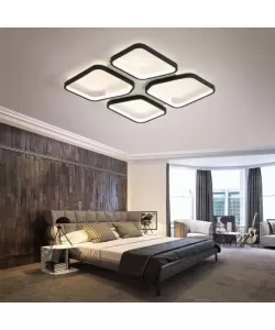 Lustra LED Daiki cu Telecomanda, 104W, 2.4GHz, Dimabila, Acril, Alb cu Negru