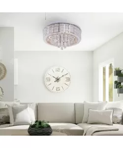 Lustra LED Denebis cu Telecomanda, 104W, Crom, Cristal, Lumina Rece/Calda/Neutra