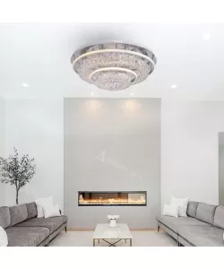 Lustra LED Emili cu Telecomanda, 66W, Argintiu