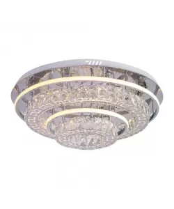 Lustra LED Emili cu Telecomanda, 74W, Argintiu