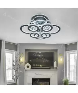 Lustra LED Eseis cu Telecomanda, 296W, Dimabila, Crom