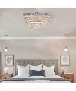 Lustra LED Etan cu Telecomanda, 66W, Argintiu