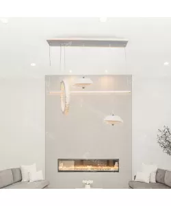 Lustra LED Halunia cu Telecomanda, 178W, 3000K/4000K/6000K, Acril si Metal, Alb, Dimabila, IP.20