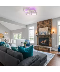 Lustra LED Ivone RGB cu Telecomanda, 188W, Dimabila, Alb si Crom