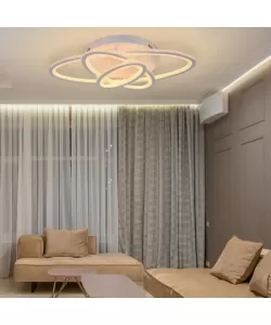 Lustra Led Izotop cu Telecomanda, 75W, Lumina Rece/Calda/Neutra, Dimabila, Alb