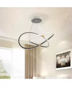 Lustra LED Kamsa cu Telecomanda, 55W, 2.4GHz, Dimabila, Plastic, Negru