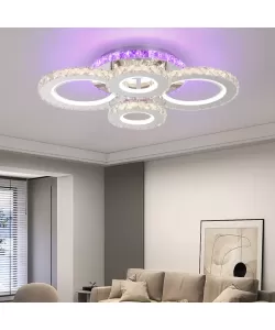Lustra LED Cristal RGB cu Telecomanda Kianna 120W Dimabila Argintiu