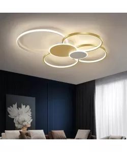 Lustra LED Lacerta cu Telecomanda, 200W, Auriu, Acril, Dimabila