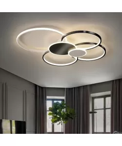 Lustra LED Lacerta cu Telecomanda, 200W, Negru, Acril, Dimabila