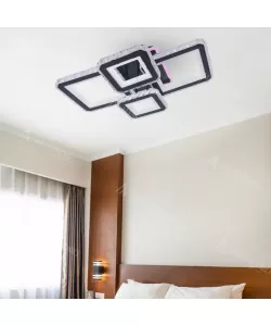 Lustra LED Leila cu Telecomanda, 182W, Negru, Dimabila, RGB