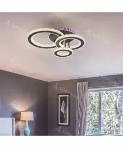 Lustra LED Leocadia cu Telecomanda, 134W, Negru, RGB