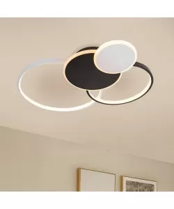 Lustra LED Libra cu Telecomanda, 120W, Alb cu Negru, Acril, Dimabila