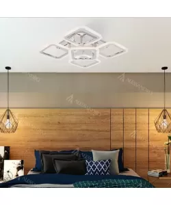 Lustra LED Lorena cu Telecomanda, 100W, Lumina Rece/Calda/Neutra, Crom