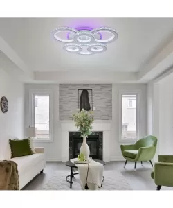 Lustra LED Lorena cu Telecomanda, RGB, Cristal K9, 232W, Dimabila