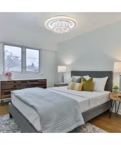 Lustra LED Lotus, 80W, Lumina Rece/Calda/Neutra, Alb