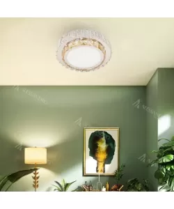 Lustra LED Malia cu Telecomanda, 24W, 3000K/4000K/6000K, Crom si Cristal