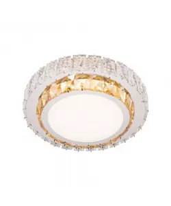 Lustra LED Malia cu Telecomanda, 24W, 3000K/4000K/6000K, Crom si Cristal