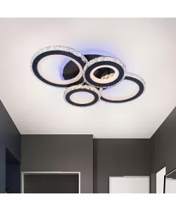 Lustra LED Malina cu Telecomanda, 68W, Dimabila, Acril si Cristal, Negru