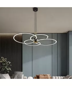 Lustra LED cu Telecomanda Manya 176W Dimabila Negru Auriu