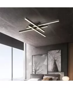 Lustra LED Masha cu Telecomanda 80W, Acril si Metal, Negru