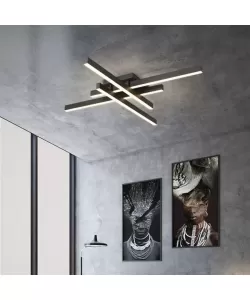 Lustra LED Masha cu Telecomanda 80W, Acril si Metal, Negru