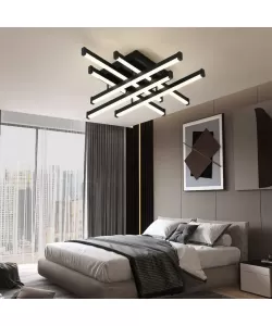 Lustra LED Matrice cu Telecomanda, 120W, Acril, Dimabila, Negru