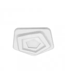 Lustra LED Pentagon cu Telecomanda, 156W, Alb, Acril, Dimabila