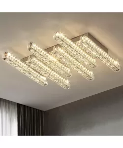 Lustra LED Priscila cu Telecomanda, 216W, Metal, Crom