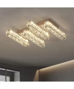 Lustra LED Priscila cu Telecomanda, 80W, Cristal, Crom