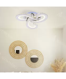 Lustra LED RGB Cristal cu Telecomanda Adriana 65W Dimabila Argintiu