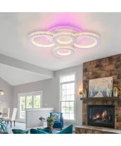 Lustra LED RGB Cristal cu Telecomanda Maroja, 158W, Acril si Cristal, Dimabila, RGB Lustra LED RGB Cristal cu Telecomanda Maroja, 158W, Acril si Cristal, Dimabila, RGB