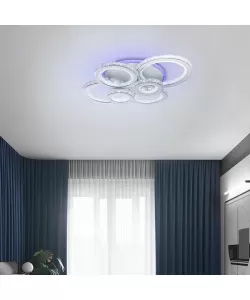 Lustra LED RGB Cristal cu Telecomanda Jasmine, 280W, Dimabila, Alba