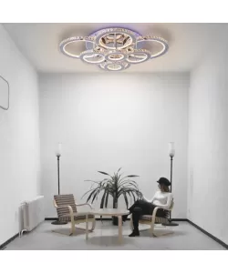 Lustra LED Cristal RGB cu Telecomanda Lia 182W Dimabila Alb Argintiu Lustra LED Cristal RGB cu Telecomanda Lia 182W Dimabila Alb Argintiu