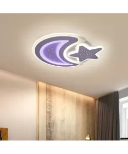 Lustra LED Luna si Stea RGB cu Telecomanda Coralia 80W Dimabila Alb