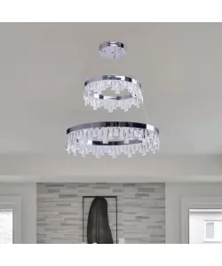 Lustra LED Sabin, 62W, Crom, Cristal, 3000K/4000/6000K