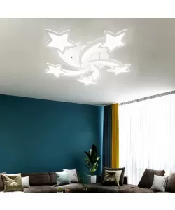 Lustra LED cu Telecomanda Star 144W Dimabila Alb Lustra LED cu Telecomanda Star 144W Dimabila Alb