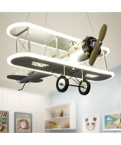 Lustra LED Suspendata 74W Avion Alb Gri