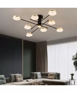 Lustra LED cu Telecomanda Abena 154W, Auriu Negru Lustra LED cu Telecomanda Abena 154W, Auriu Negru