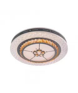 Lustra LED cu Telecomanda Alecia, 96W, Gri si Alb, Cristal, Dimabila