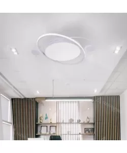 Lustra LED cu Telecomanda Ares, 140W, Alb, Acril, Dimabila