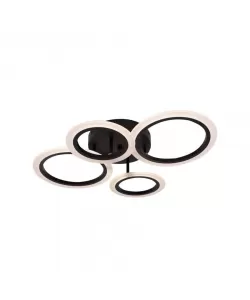 Lustra LED cu Telecomanda Nathaniel 4 Cercuri 52W Lumina Rece/Calda/Neutra Dimabila Negru