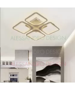 Lustra LED cu Telecomanda Daisy 4 Patrate 52W Lumina Rece/Calda/Neutra Dimabila Alb Lustra LED cu Telecomanda Daisy 4 Patrate 52W Lumina Rece/Calda/Neutra Dimabila Alb