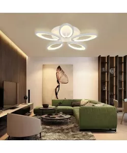 Lustra LED cu Telecomanda Denisia 54W 5 Elemente Lumina Rece/Calda/Neutra Alb