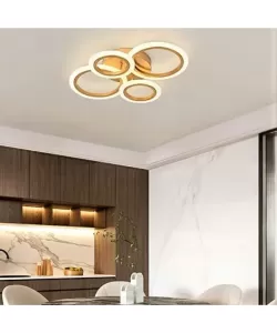 Lustra LED cu Telecomanda Evelyn 43W Dimabila Alb Auriu