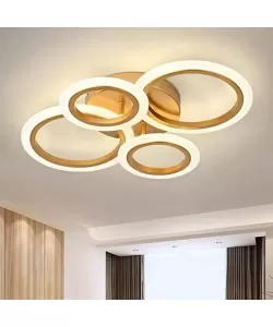 Lustra LED cu Telecomanda Evelyn 43W Dimabila Alb Auriu