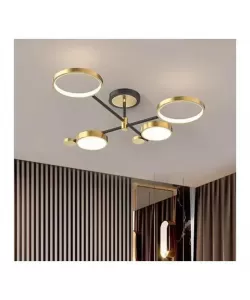 Lustra LED cu Telecomanda Grupces, 80W, Dimabila, Negru si Auriu