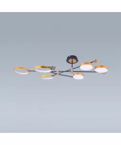 Lustra LED cu Telecomanda Grupces, 110W, Dimabila, Negru cu Auriu