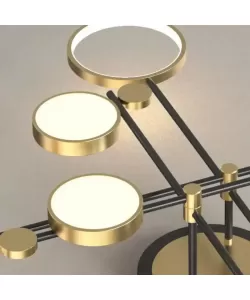 Lustra LED cu Telecomanda Grupces, 152W, Negru cu Auriu, Dimabila