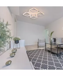 Lustra LED cu Telecomanda Hadron, 90W, Dimabila, Alb, Acril