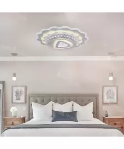 Lustra LED cu Telecomanda Huba, 160W, Dimabila, Acril, Alb